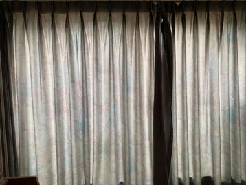 Gordijnen grijs/blauw/groen 2 stuks