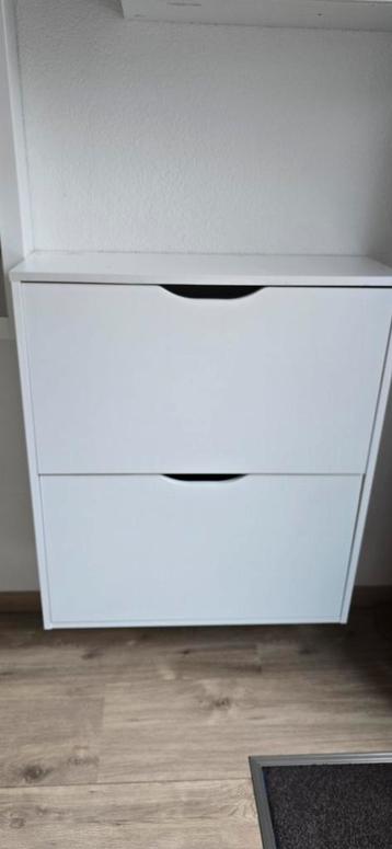 Witte schoenenkast met 2 lades