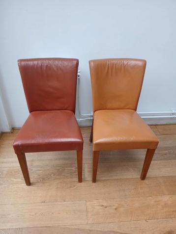 5 Stoelen met leder en stoffen zitting