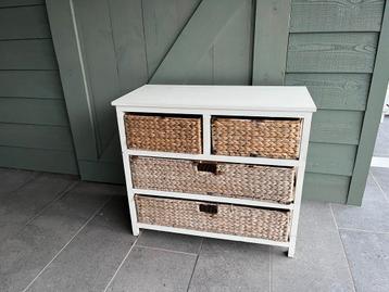 Kastje met rieten manden