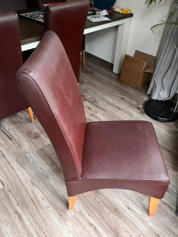 Eetkamerstoelen, donkerrood leder