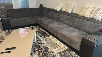Grote antraciet hoekbank