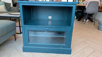 Unieke Handgemaakte Houten TV-Kast / Dressoir (Donkerblauw)