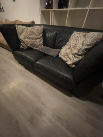 Lederen bank - Zwart - tweepersoons