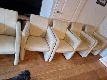 6 leren eetkamerstoelen