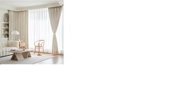 High-quality floor-to-ceiling off-white curtains
