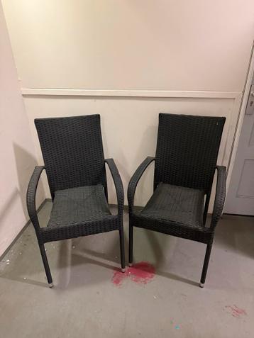 Mooie set van 2 zwarte tuinstoelen