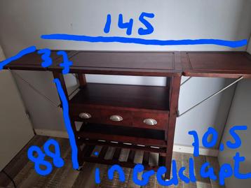 Verrijdbaar drankkastje met opklapbare bladen