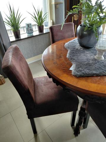 4 Bruine Microvezel Eetkamerstoelen - Gratis Ophalen