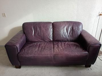 Gratis paarse leren tweezitsbank