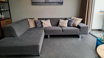 Grijze 2-delige bank met zilveren poten