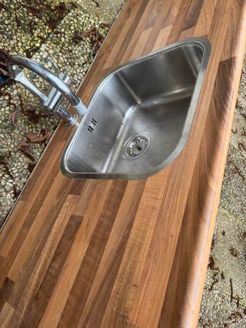 Spoelbak met houten blad 180x60 cm