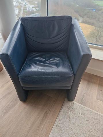Leren stoel/ fauteuil donkerblauw van het merk Molinari