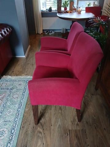 4 eetkamerstoelen rood stof