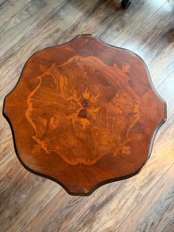 Vintage Houten Bijzettafel met Inlegwerk
