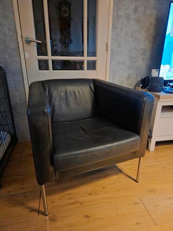 Stijlvolle zwarte lederen fauteuil