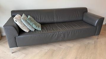 Bankstel Leer Montel - 3,5 zits, antraciet