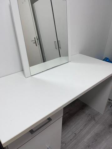Kaptafel / Bureau met spiegel - Wit