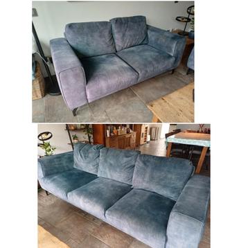 Gratis: Blauwe twee- en driezitsbank