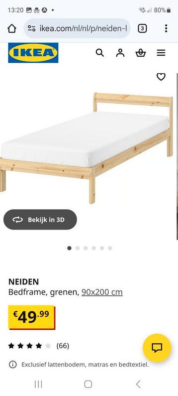Ikea Neiden 90x200 eenpersoonsbed met lattenbodem