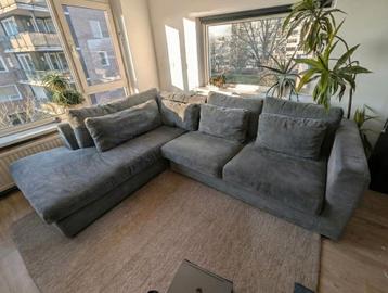 Grote comfortabele hoekbank - antraciet/grijs - GRATIS
