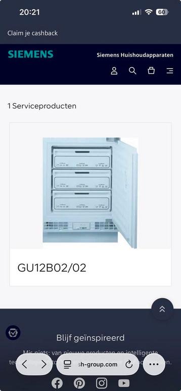 Gratis op te halen! Siemens GU12B02/02 Onderbouwvriezer
