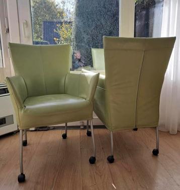 Groene lederen stoelen set