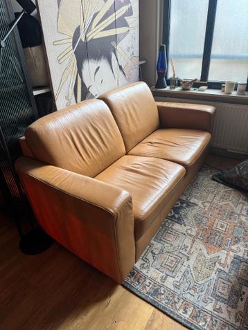 Okergele lederen 2.5 zits bank