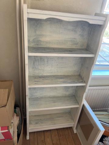 Vintage eikenhouten boekenkastje - white wash