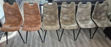 6 eetkamer stoelen cognac grijs groen