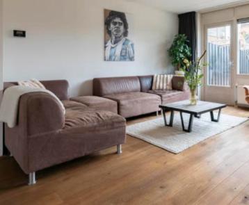 Bruin leren modulaire hoekbank