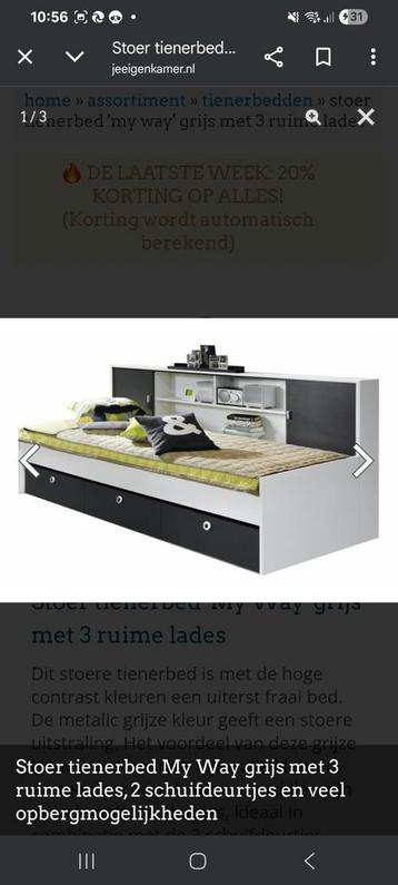 Stoer tienerbed met kastjes