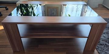 Zwarte glazen tafel - 107x70x45 cm