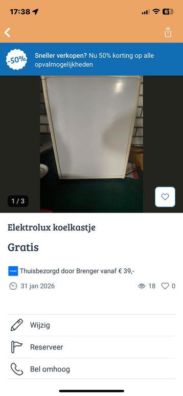 Elektrolux koelkastje gratis