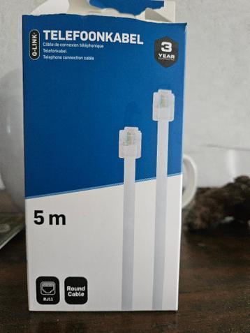telefoonkabel 5m rond RJ11 aansluiting