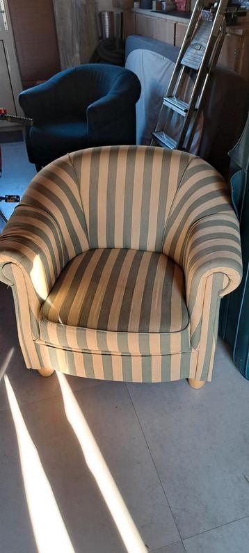 Beige/groen gestreepte fauteuil - gratis af te halen