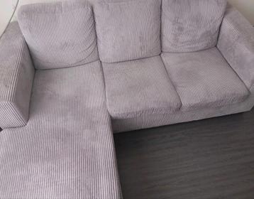 Grijs ribstof hoekbank