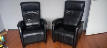 Zwarte lederen relaxfauteuils (set van 2)