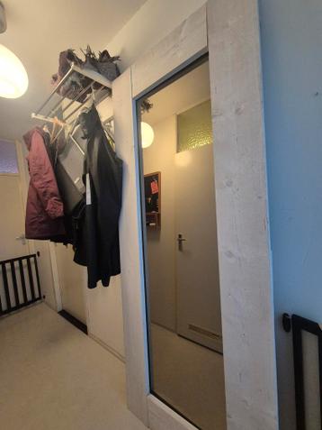 Gratis af te halen:Grote wandspiegel met houten rand