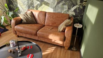 Cognac leren tweezitsbank - 178 cm breed