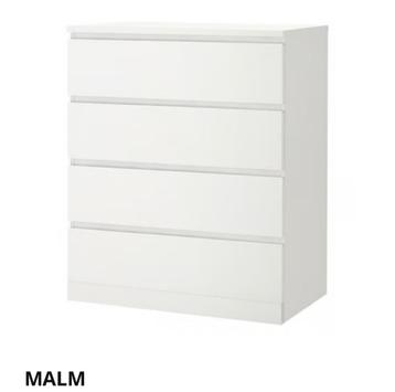 Ikea: white MALM, ALEXtbl, ALEXdrw, LANGFJÄLLchair, KALLAX