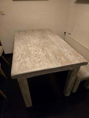 Eetkamertafel met bank - 140x80cm en 140x42cm