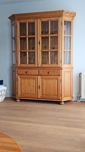 Grenen Vitrinekast met Boven- en Onderstel