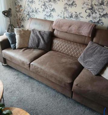 Taupe 3-zits bank zonder leuning links