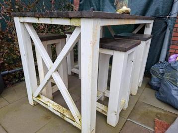 Bartafel met 4 krukken - Opknapper