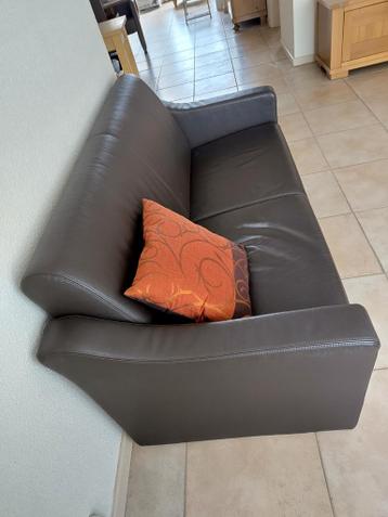 Mooie bruine lederen tweezitsbank