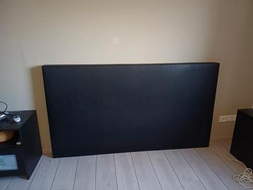 Hoofd board voor 2 pers. bed zwart kunst leer 180x100x10 cm.