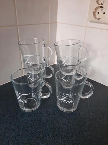 Theeglazen met tekst Tea, set van 8