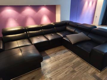 Lederen hoekbank - Zwart - Ruime zitplaats