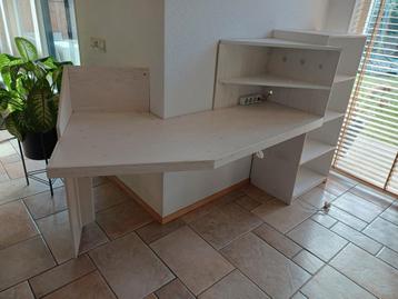 Hoek bureau met boekenkast.